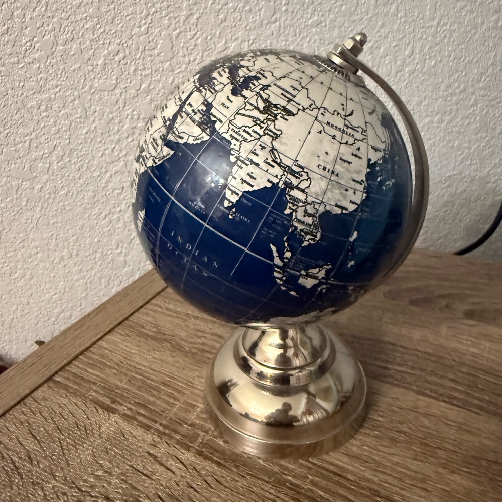 Silver and Blue Decorative Globe